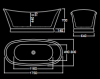 Elementa Nyda 1750mm x 800mm Freestanding Acrylic Bath - Metal Effect