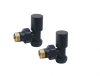 Radiator Valves Man. Round | Angled | Black