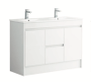 KDK 1200mm Floor Standing Unit With Double Bowl Sink 100% Waterproof Pvc Gloss White