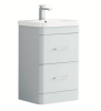 KDK 600mm Floor Curved Unit With Two Drawers 100% Waterproof Pvc Light Grey