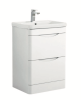 KDK 600mm Floor Curved Unit With Two Handleless Drawers 100% Waterproof Pvc Gloss White