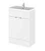 Hudson Reed Fusion White Gloss 600mm Vanity Unit & Basin (355mm Deep)