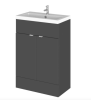 Hudson Reed Fusion Grey Gloss 600mm Vanity Unit & Basin (355mm Deep)