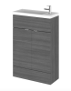 Hudson Reed Fusion Anthracite Woodgrain 600mm Vanity Unit & Basin (255mm Deep)