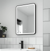 Hydrus Black Frame LED Illuminated Bathroom Mirror 500mm x 700mm