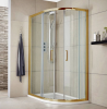 Kristal Brushed Brass 1200 x 900 Offset Quadrant Shower Enclosure, Tray & Waste - Right Hand