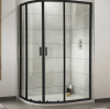 Kristal Matt Black 1000 x 800 Offset Quadrant Shower Enclosure, Tray & Waste - Left Hand