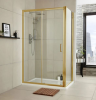 Kristal Brushed Brass 1000mm Sliding Door & 800mm Side Panel Enclosure Package With Tray & Waste