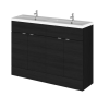 Hudson Reed Fusion Charcoal Black 1200mm Vanity Unit & Double Basin (355mm Deep)