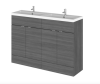 Hudson Reed Fusion Anthracite Woodgrain 1200mm Vanity Unit & Double Basin (355mm Deep)