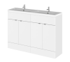 Hudson Reed Fusion White Gloss 1200mm Vanity Unit & Double Basin (355mm Deep)