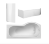 Nuie P-Shape 1700mm Shower Bath, Front Panel & Screen - Left Hand