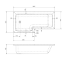 Nuie L-Shape 1700mm Shower Bath, Front Panel & Fixed Screen - Left Hand