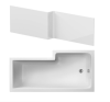 Nuie L-Shape 1700mm Shower Bath, Front Panel & Fixed Screen - Left Hand