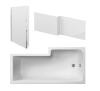 Nuie L-Shape 1700mm Shower Bath, Front Panel & Fixed Screen - Left Hand