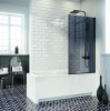 Mono Black Square Smoked Hinged Bath Screen (1400mm x 800mm x 6mm)