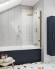 Nuie Pacific Brushed Brass Square Hinged Bath Screen