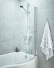 Curved Hinged Shower Bath Screen with Towel Rail