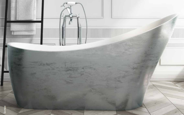 Elementa Sereia 1720mm x 712mm Freestanding Acrylic Bath Availible in 2 Colours, Silver & Gold